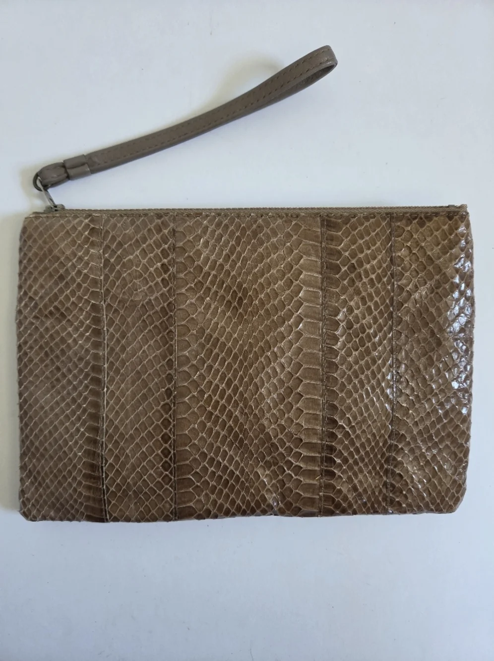 VTG Ruth Saltz light brown neutral snake skin clutch wristlet cougar accent - Picture 3 of 8